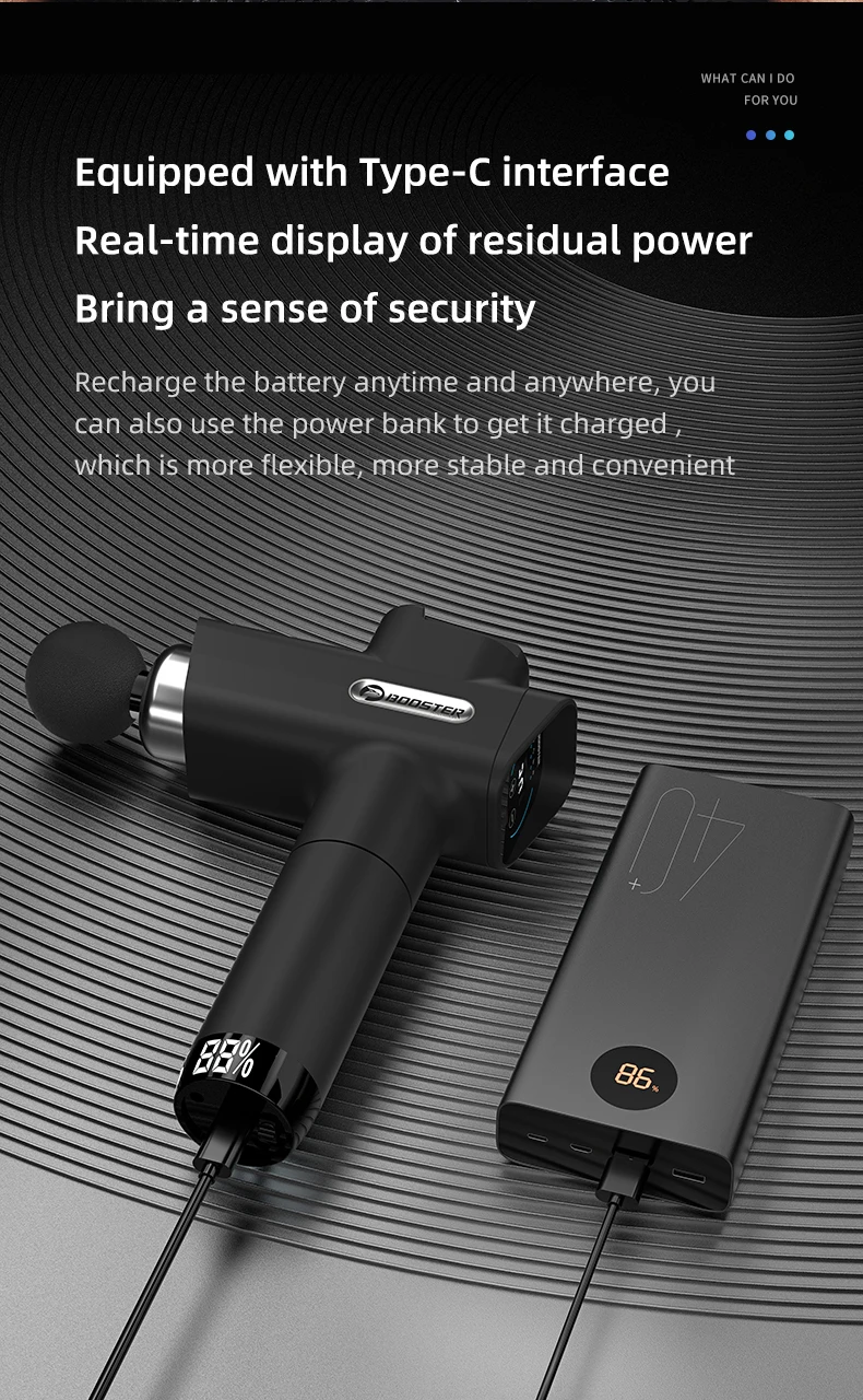 Pistola de masaje Booster M2-D Masajeador corporal de percusión de tejido profundo | Diversi