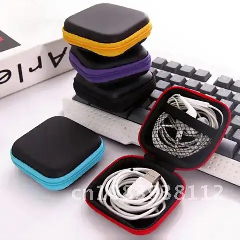 

Portable Mini Colorful Headphones Case Memory Card Coin Storage Bag With Zipper Earphone Accessory Easy To Carry 1Pc