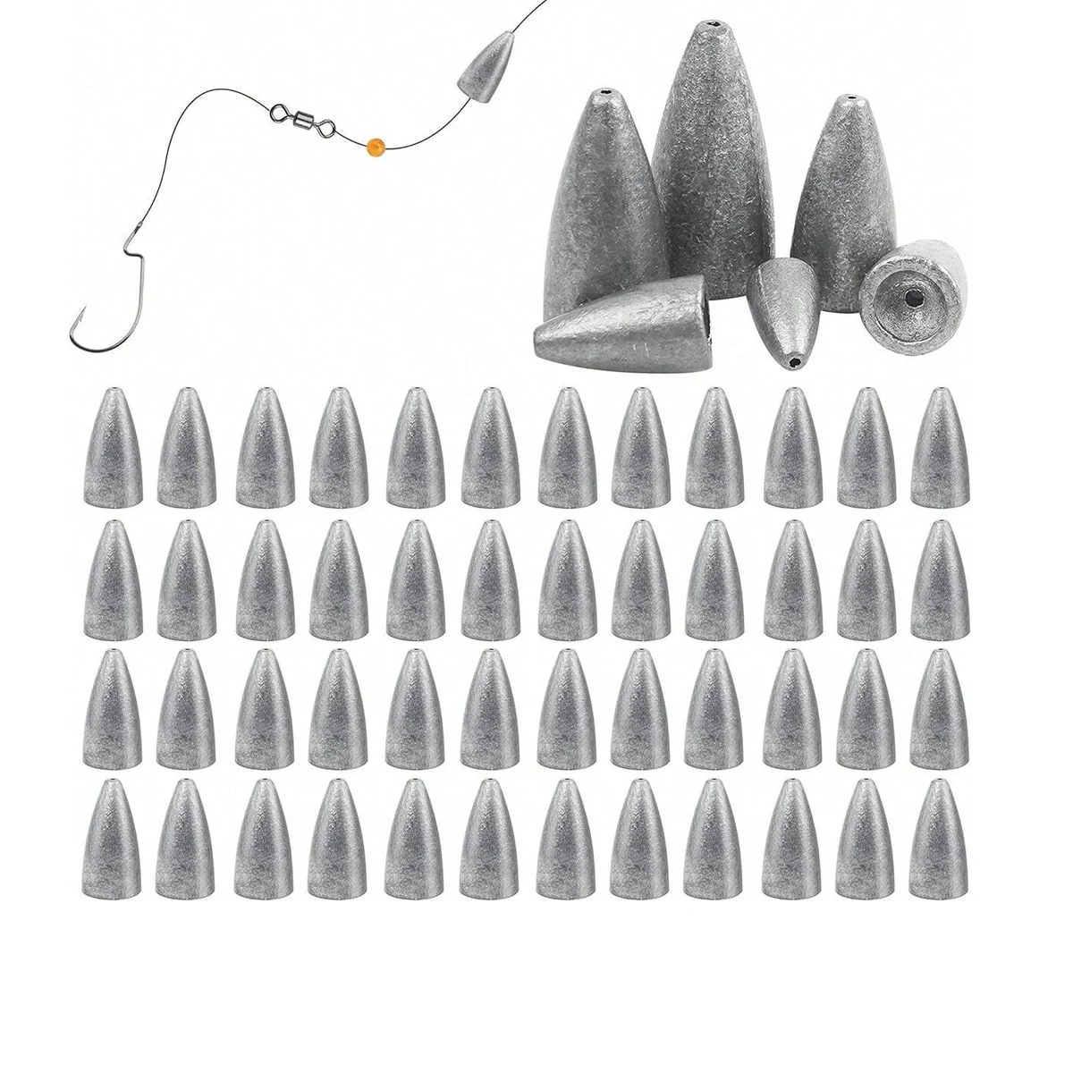 Kit plombs bullet sinker poids pour pêche basse texas rigs leurres souples colorés amorçage