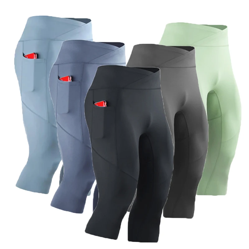 Men Kid Boy Girl GYM Capri Running Tight Pants Basketball Football Soccer Exercise Sport 3/4 Cropped Kneelet Leggings Shorts 562 sports shorts sports leggings compression pants