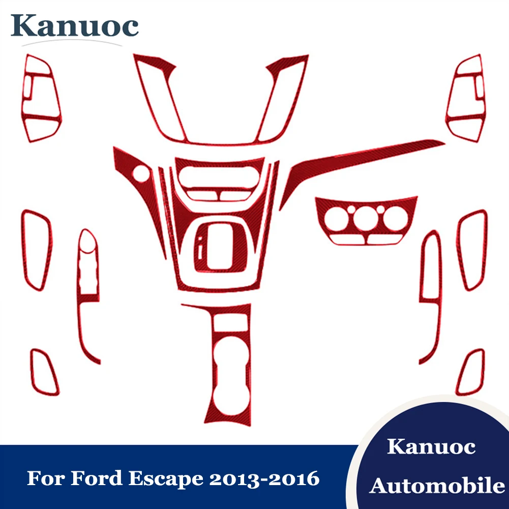 

Набор красных наклеек из углеродного волокна для Ford Escape 2013, 2014, 2015, 2016, декоративная Обложка для автомобиля, аксессуары для отделки, молдинги для интерьера