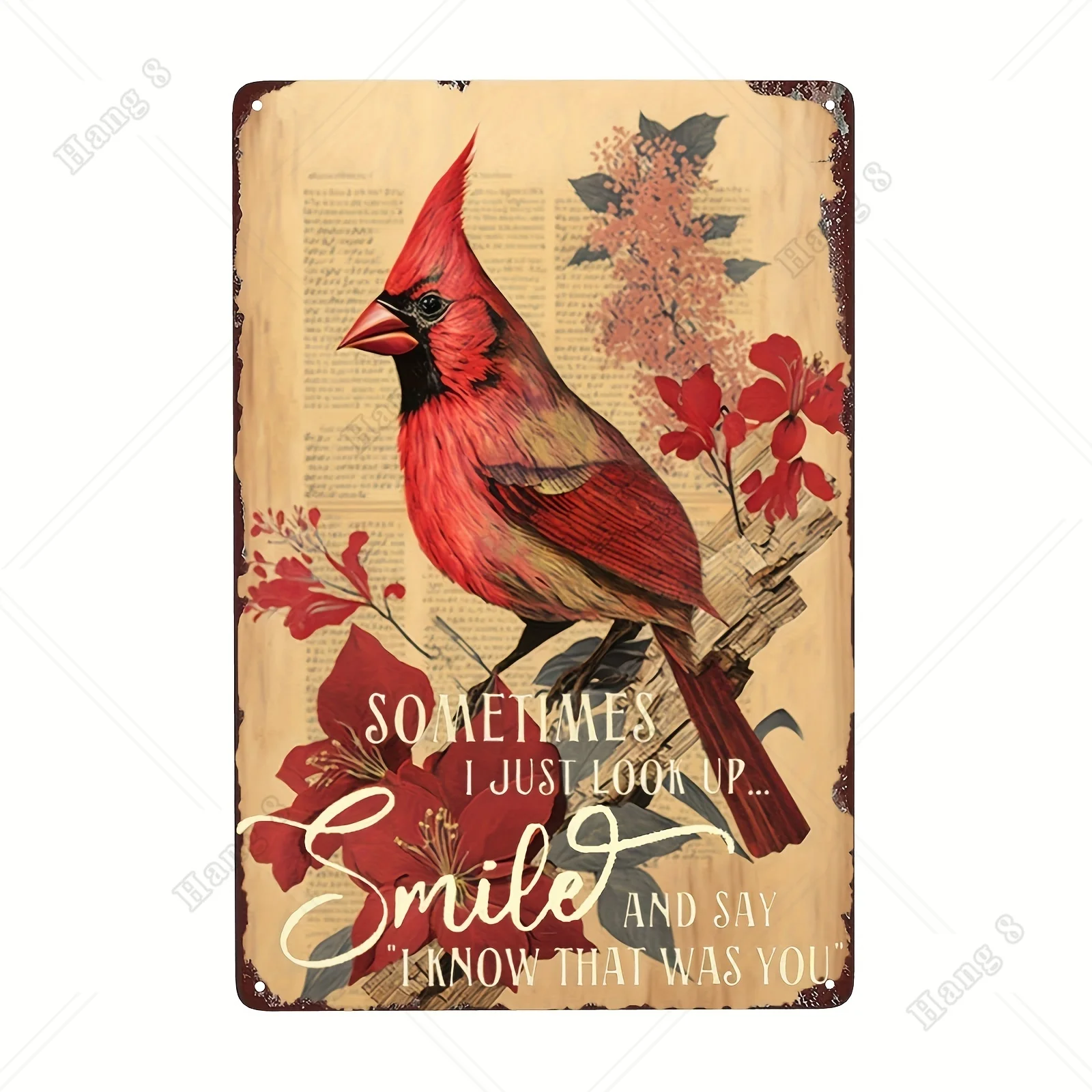A Volte Guardo E Sorrido E Dico Che So Che Sei Tu Retro Metal Tin Sign Retro Cafe Bird Flower And Bird Decor 12X8 Pollici