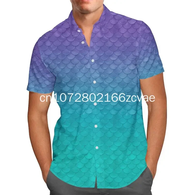 New The Little Mermaid Hawaiian Shirt Disney Ariel Princess Hawaiian Shirt Men's and Women's Vintage Button Short sleeved Shirt 5