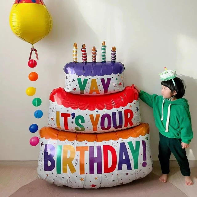 Palloncini per torta di buon compleanno grandi palloncini per torta di  candele colorate a 3 strati orso palloncino per torta per bambini festa di  compleanno decorazioni per Baby Shower - AliExpress