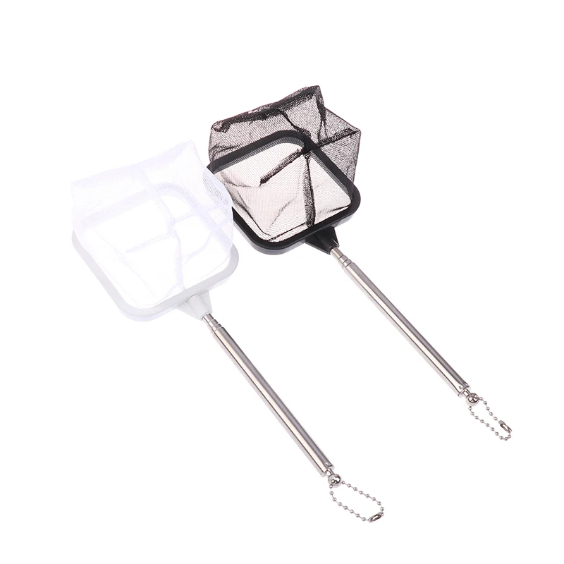 Aquarium Square Fishing Net With Suction Cup Extendable Long Handle Fishing Gear For Catching Fish Shrimp Tank Clean Accessories
