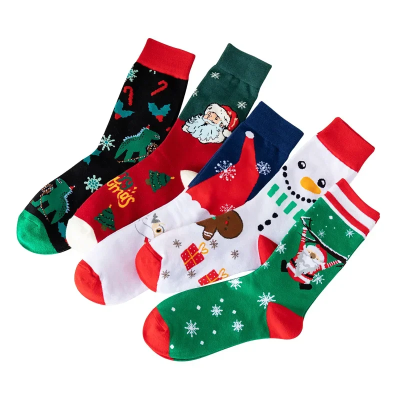 

New Cross-border Sales of Santa Claus Socks in Europe and The United States Men's and Women's Cartoon Snowman Socks Cotton Socks