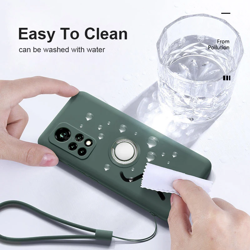 Premium Liquid Silicone Case with Ring Holder and Strap - Durable and Stylish Protection