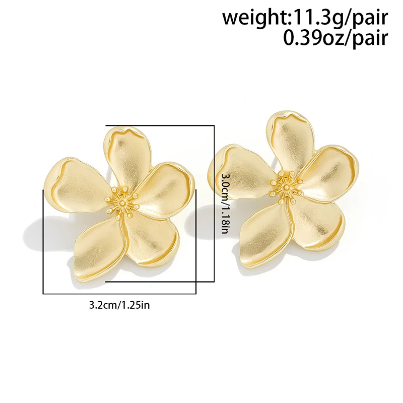 Gold Color Women Flower Earrings Trend Matte Texture Vintage Party Gifts Summer Boho Fashion Jewelry Accessories