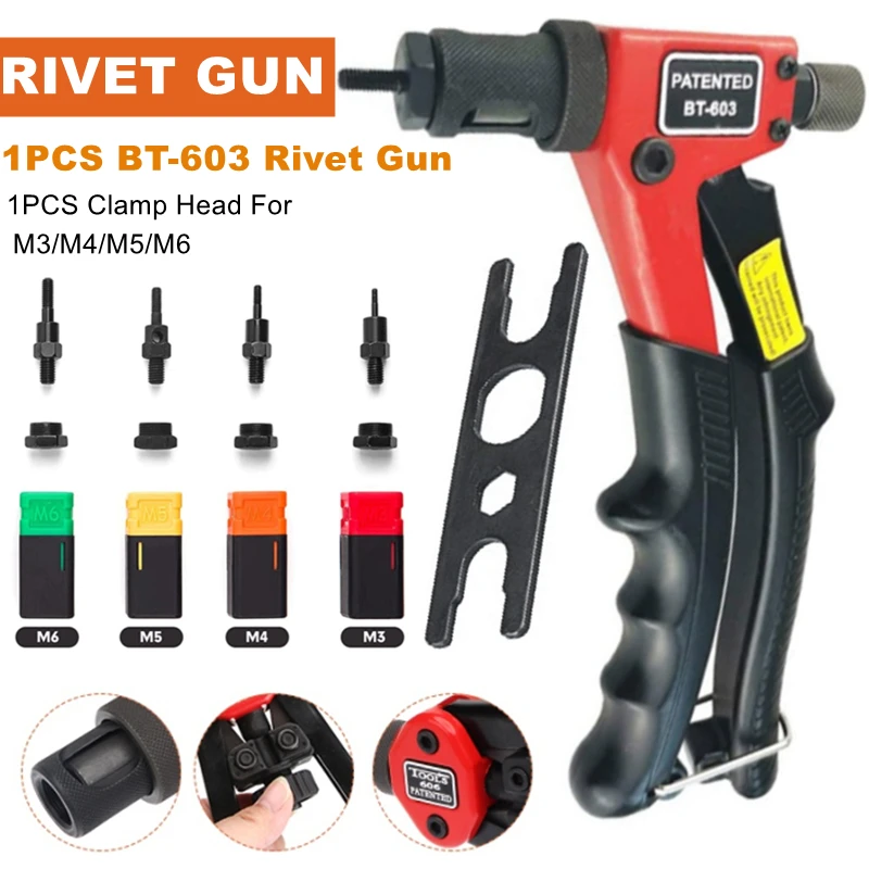50PCS-M3-M4-M5-M6-M8-Rivet-Nuts-with-BT-603-Manual-Riveter-Gun-Hand ...