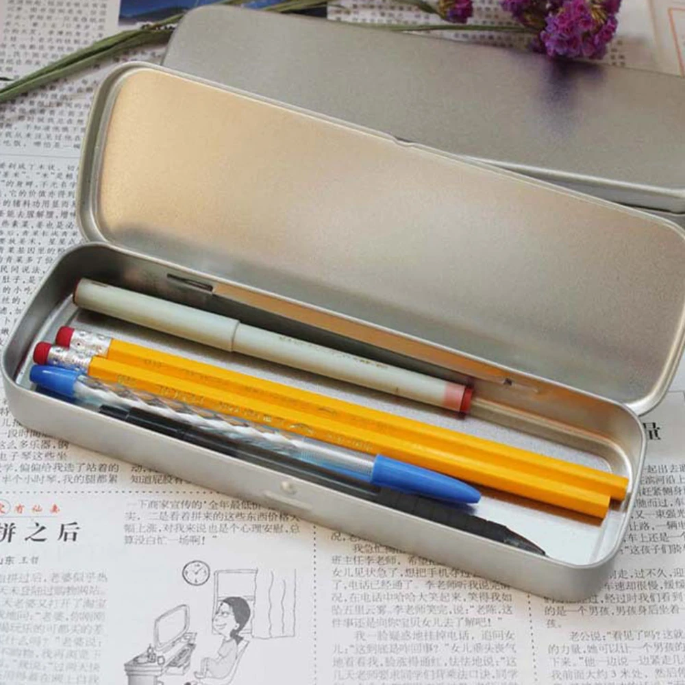 금속 펜 상자 생철판 상자 선물 상자 만년필 케이스 연필 문구 주최자 주석 상자 학교 용품 헤비 듀티 직사각형