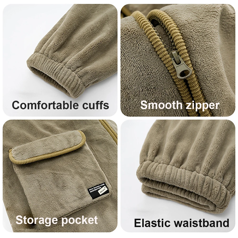 Men's Winter Flannel Pajamas Fashion Solid Zipper Stand-up Collar Big size Pajamas for Men Casual Soft Sleepwear pijamas hombre