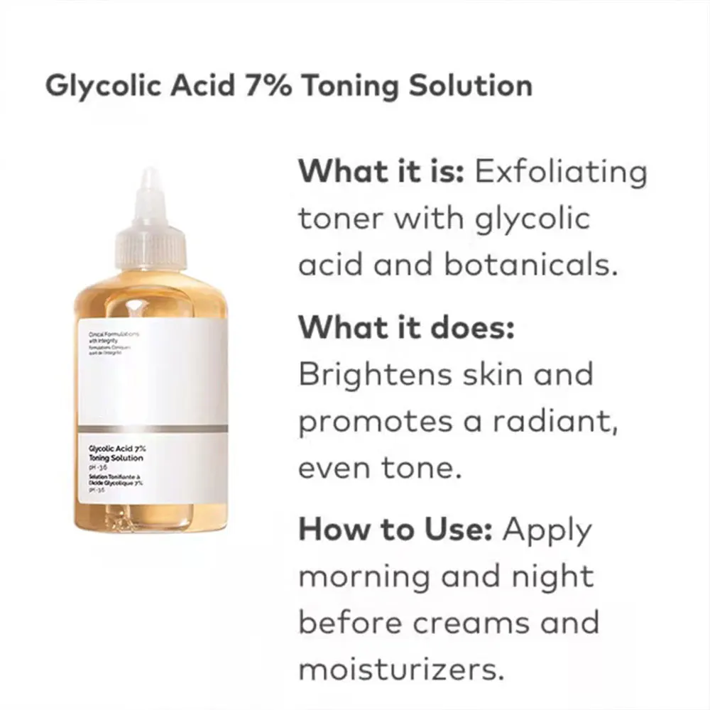  Solución tonificante de ácido glicólico al 7% - Revela una piel  radiante  Exfoliación suave, antienvejecimiento, hidratación profunda,  ideal para todo tipo de piel (1 unidad) : Belleza y Cuidado Personal