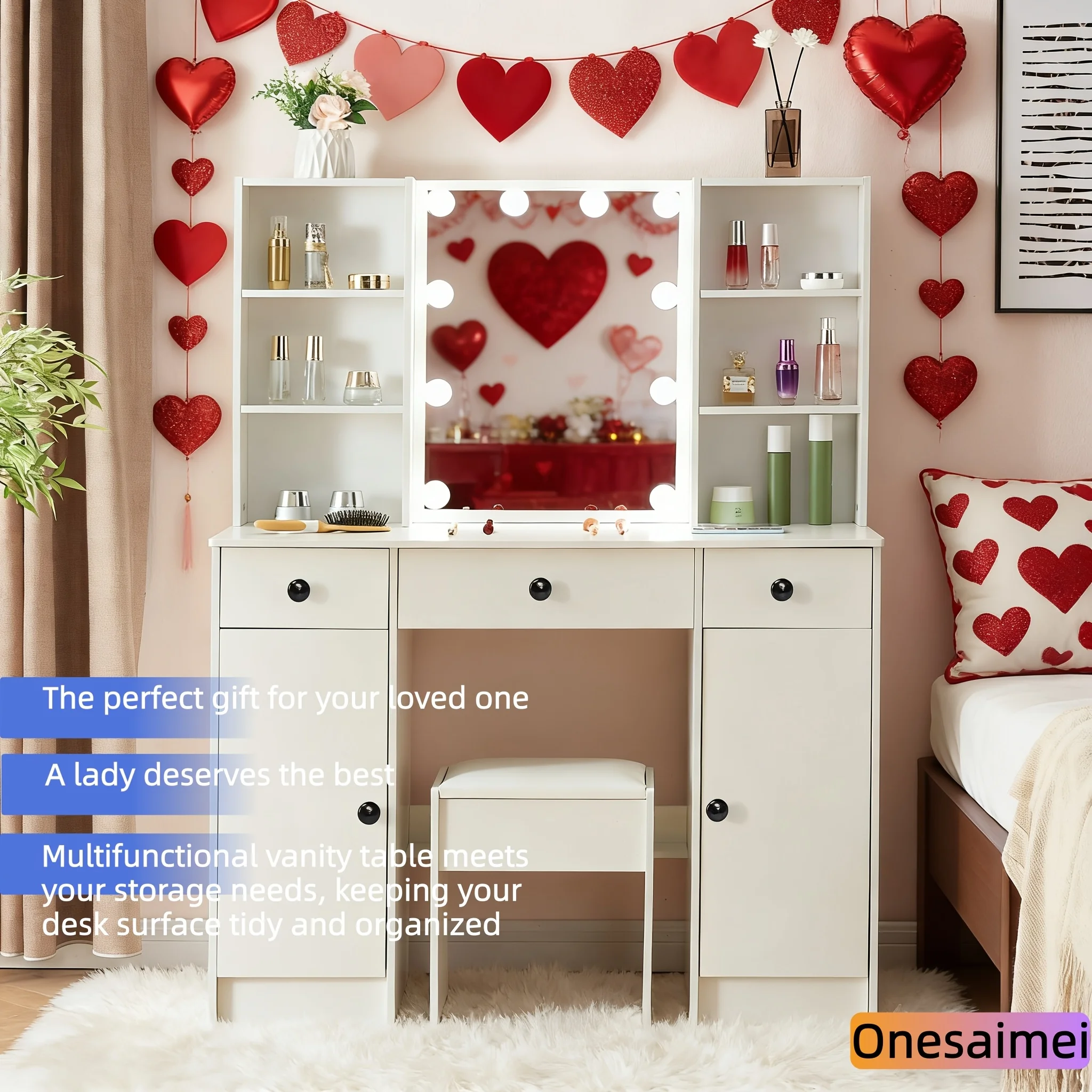 New home dressing table with vanity mirror Features three colour modes and adjustable brightness Ideal birthday gift - 2