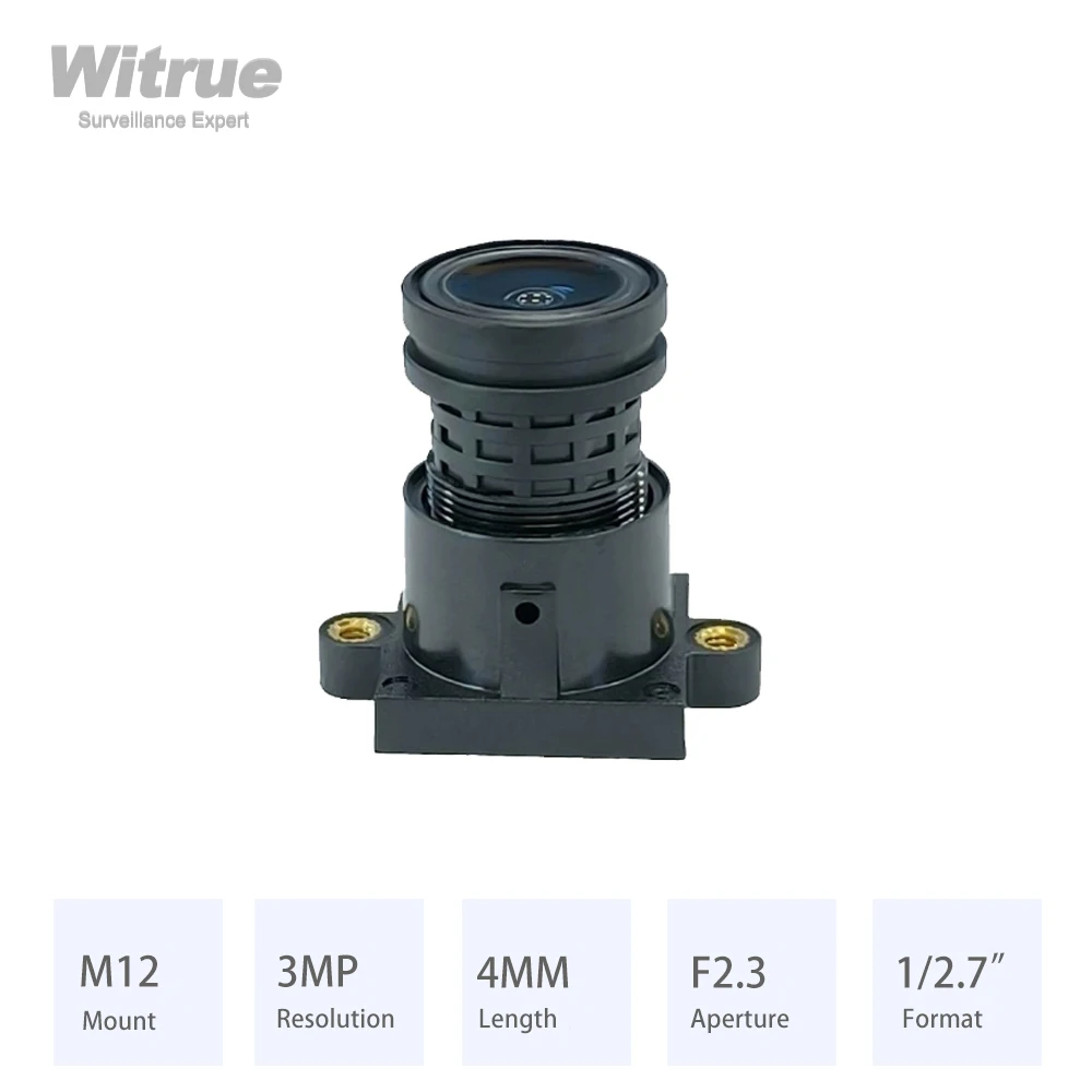 

Camera Lens M12 Mount HD 3MP 4MM Aperture F2.3 Format 1/2.7" With 650nm IR Filter Holder for Surveillance Security Cam