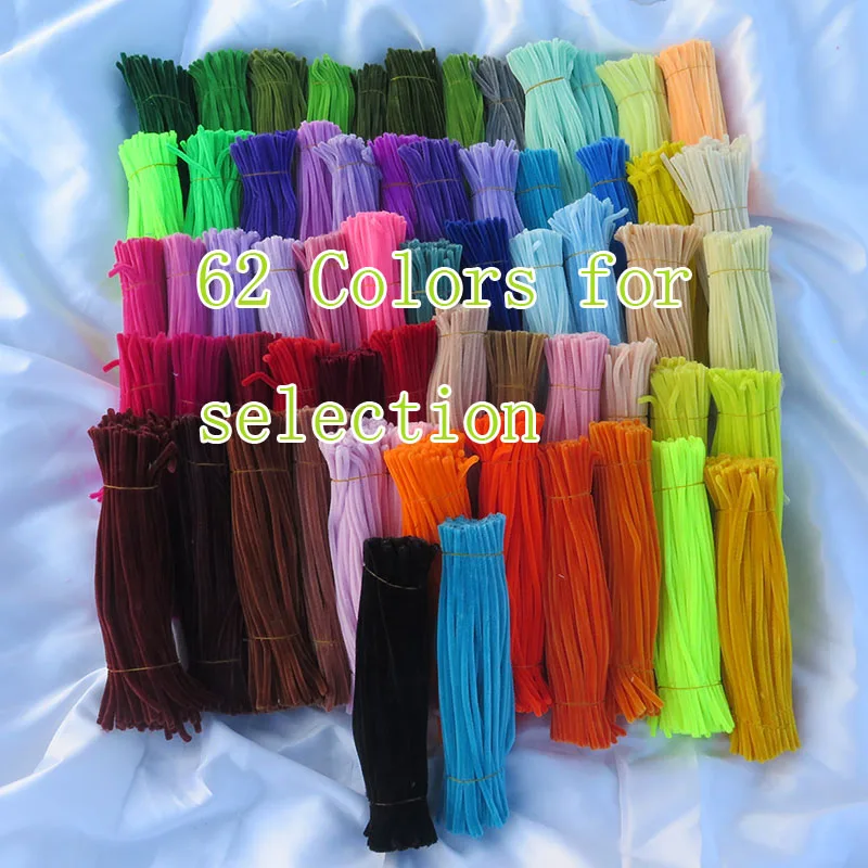 0.6x30cm High Quality Felt Chenille Stick Stem thick 100/500pcs Pipe Cleaner F DIY Handcraft flowers Creative Pink Rose poeny