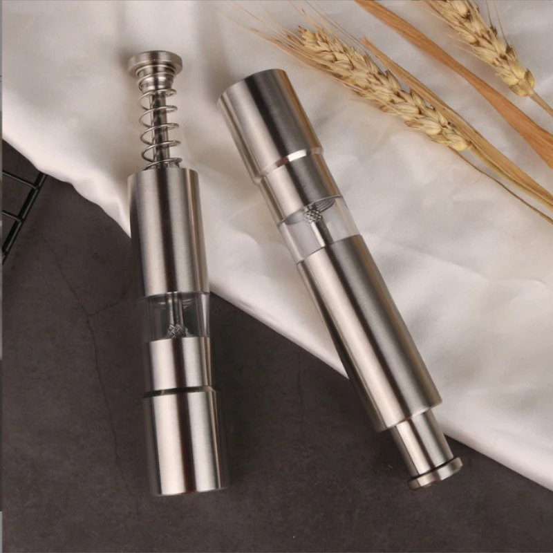Stainless Steel Thumb Spice Grinder â€“ Portable Handheld Herb Mill for Pepper, Salt & Seasonings â€“ Easy One-Hand Operation