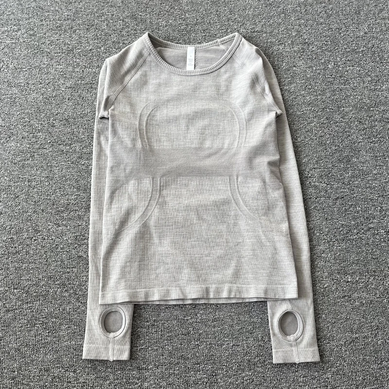 Thumb Holes Training Long Sleeve Shirts Women Solid Color O-Neck Workout Sports Tops Woman Thin Stretch Push Up Fitness T-Shirts 1