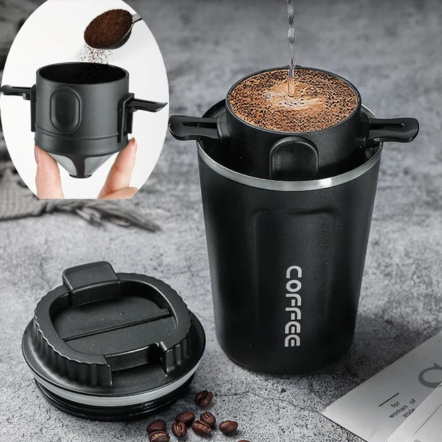 380ml/510ml Coffee Filter Portable Reusable Double Layer Stainless Steel Coffee Cup Coffee Dripper Cup Set Coffee Appliances