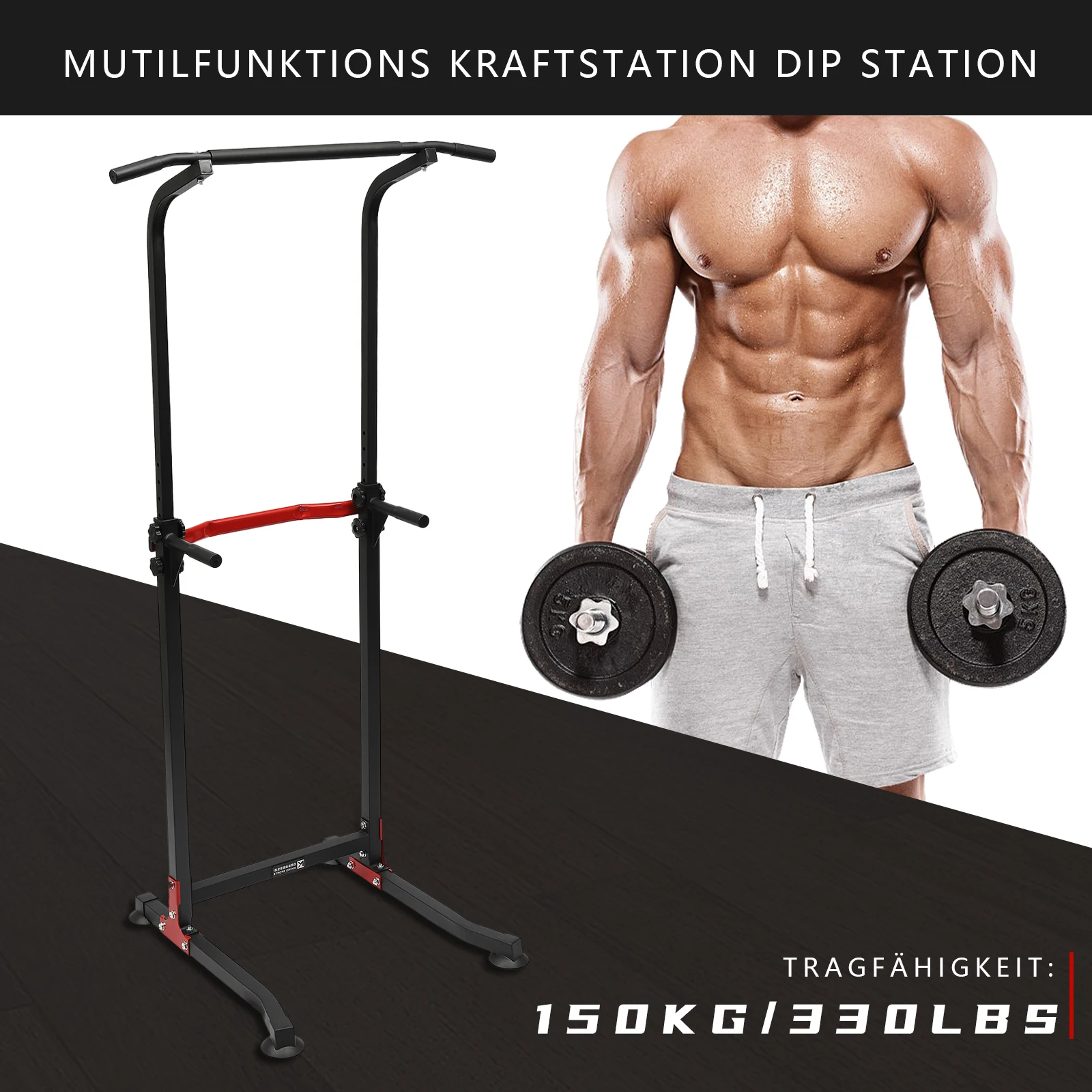 Multifunktionales Traktions-Trainingsgerät, höhenverstellbare Traktionsstange für drinnen/draußen, Fitnessgerät für Zuhause & Fitnessstudio, Tragkraft 150 kg. – Detail 2