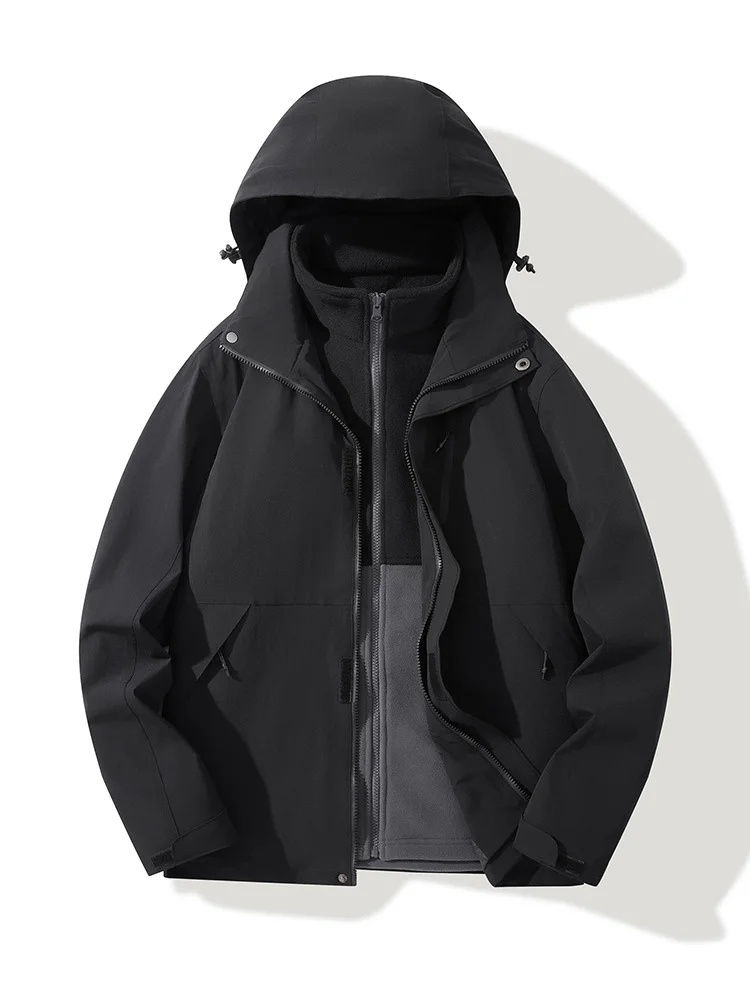 Balıkçı kıyafeti, pamuklu dağcılık ceketi, dış mekan su geçirmez üçü bir arada şişme mont ve rüzgar geçirmez, erkekler için sonbahar ve kışlık.