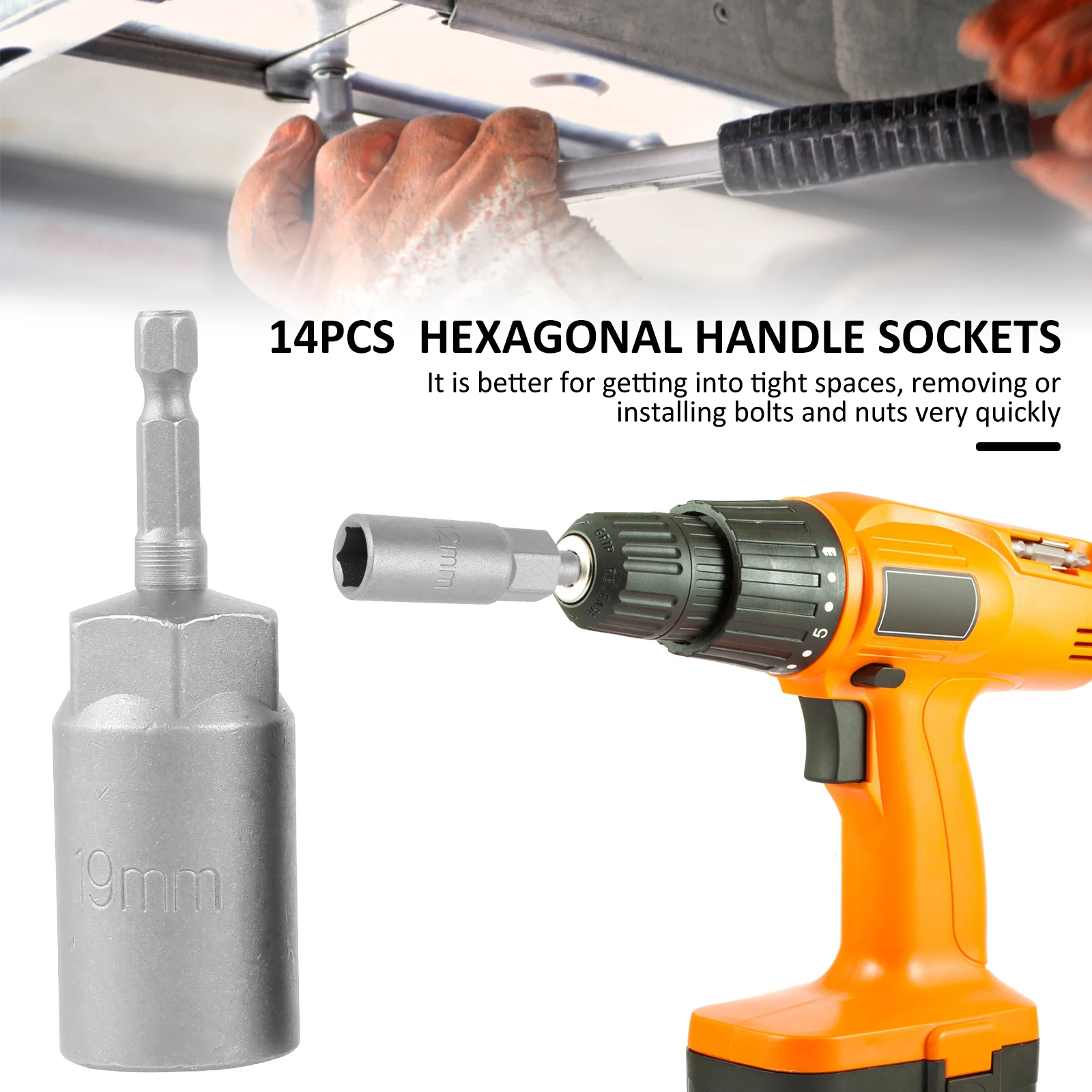 6-20Pcs Impact Socket Adapter 1/4 Inch Hex Shank Nut Impact Driver