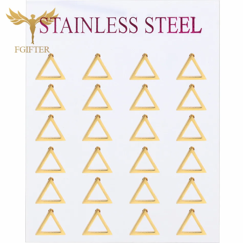 12 Pairs Lot Hollow Triangle Geometric Earring Wholesale Stainless Steel Jewelry For Women Ear Piercing Studs Accessories Gifts 6