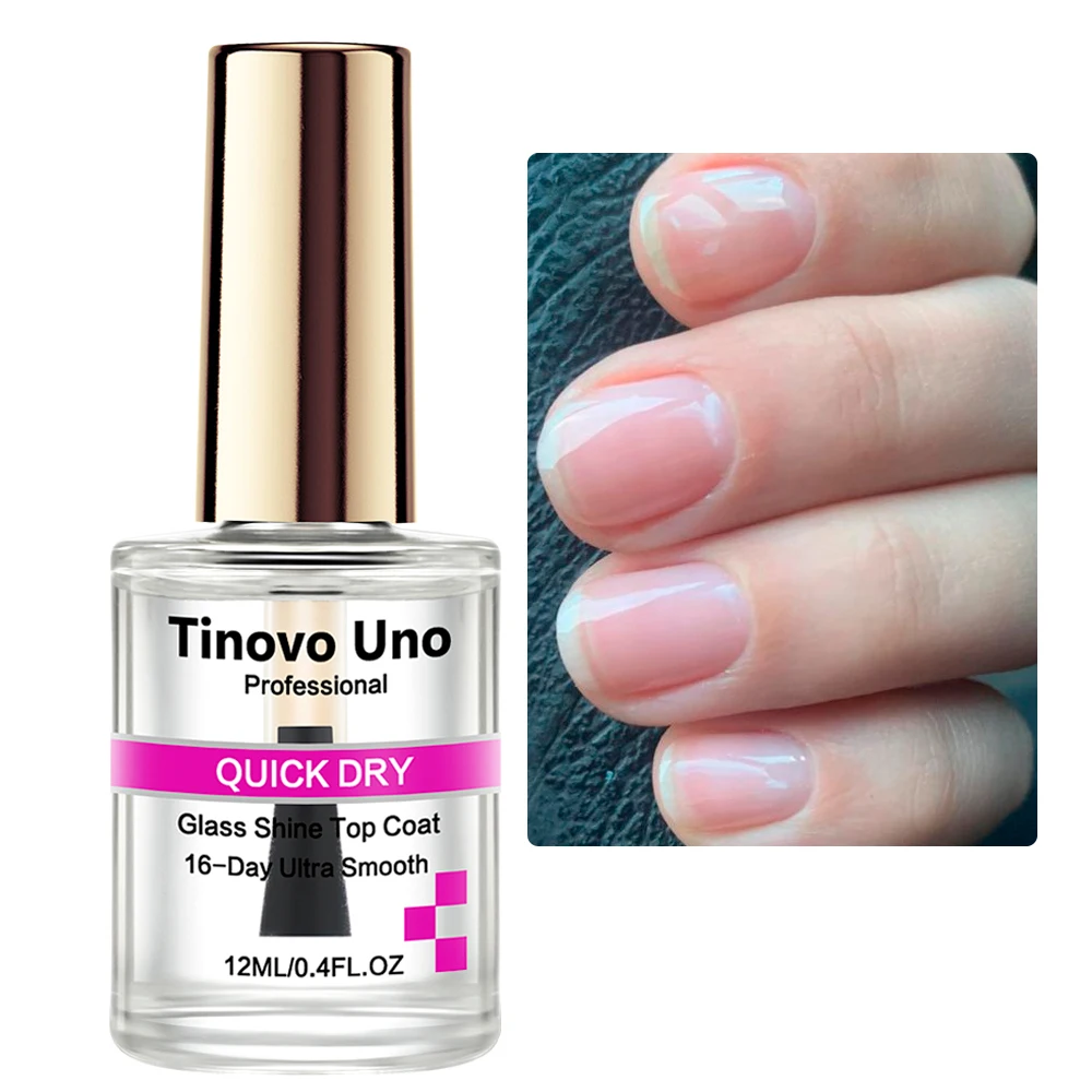 Tinovo Uno Quick Dry Top Coat Ultra Shine Normal Nail Polish Finish 15ML Calcium Protein Nail Repair Care Supplies Natural Dry 6