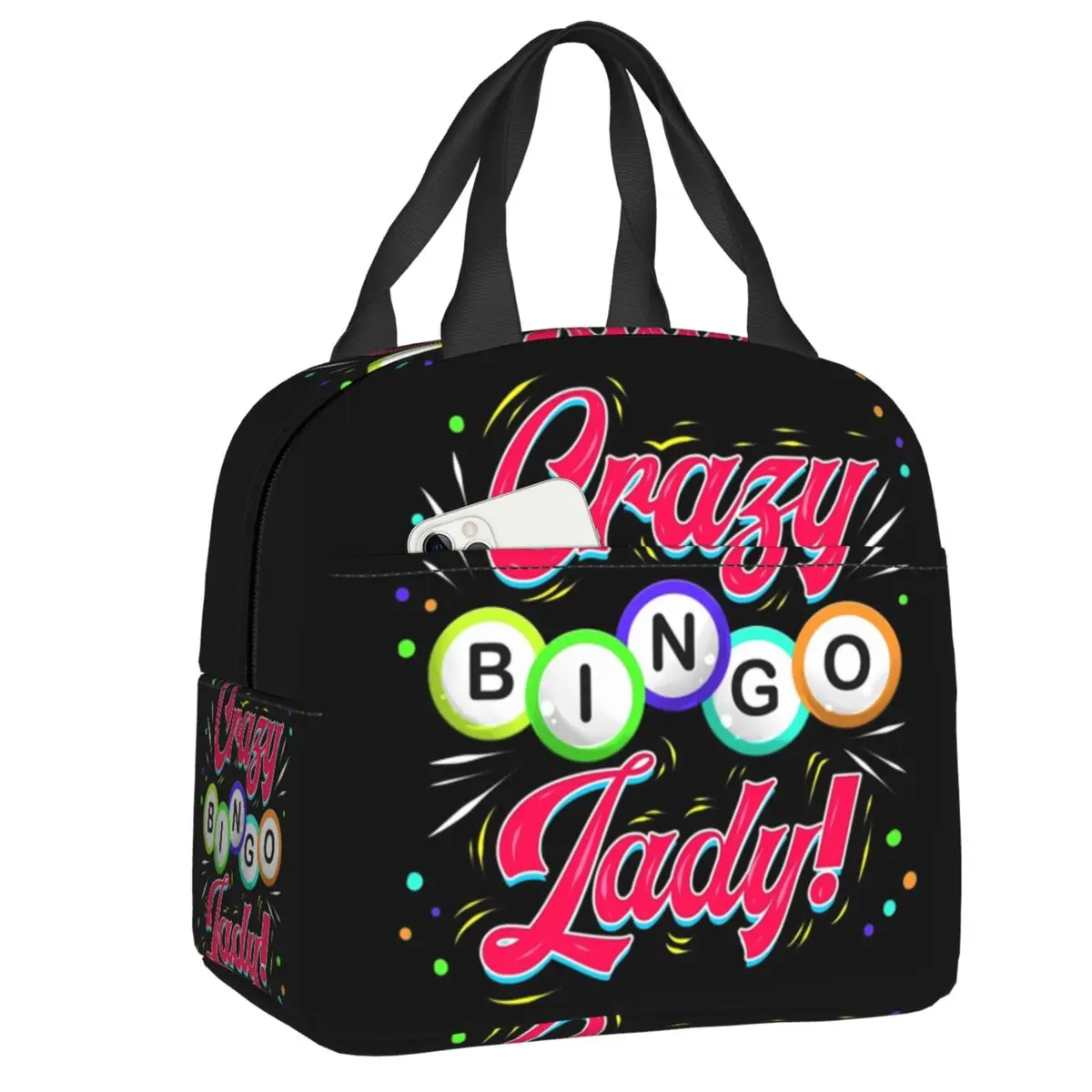 Insulated Lunch Bags Lunch Box For Women Lucky Game Crazy Bingo Lady Gambling Player Portable Cooler Thermal Food School
