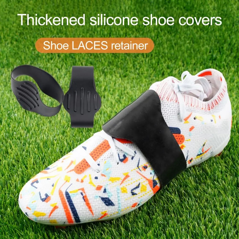 1 Pair Soccer Cleat Bands Silicone Shoe Lace Covers Reusable Football Shoelace Elastic Cleat Bands Accessory for Athletes