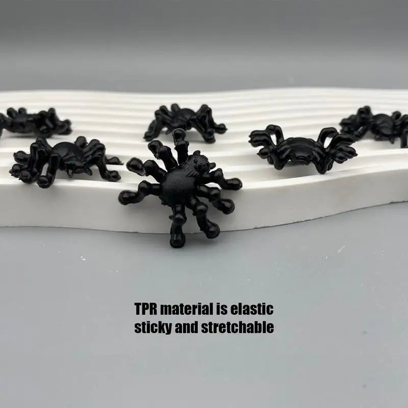 12PCS Mini Sticky Spider Wall Climb Fake Spider Scare Prank Toys Kids Birthday Party Favor Halloween Carnival Party Supplies