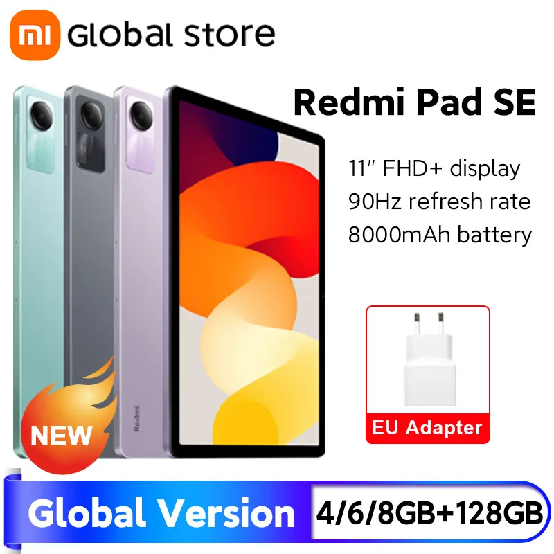 Global Version Xiaomi Redmi Pad SE Snapdragon 680 8GB RAM 256GB ROM Mi Tablet Quad speakers Dolby Atmos 90Hz 11" Display 8000mAh 6
