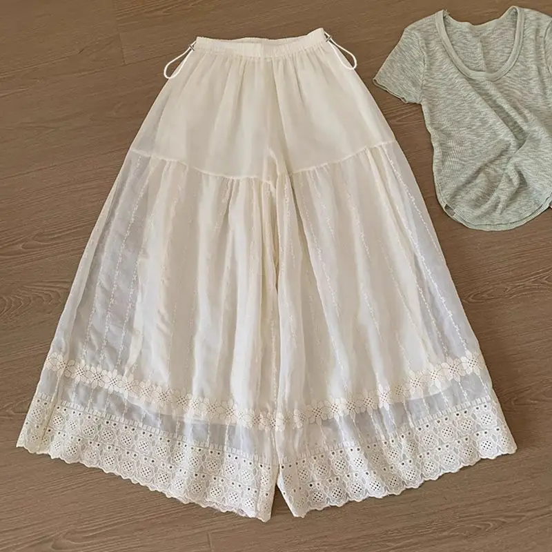 임산부를위한 하이 웨이스트 루즈 코트 바지 스커트 우아한 레이디 스타일 여름 얇은 혼합 원단 9 포인트 캐주얼 바지