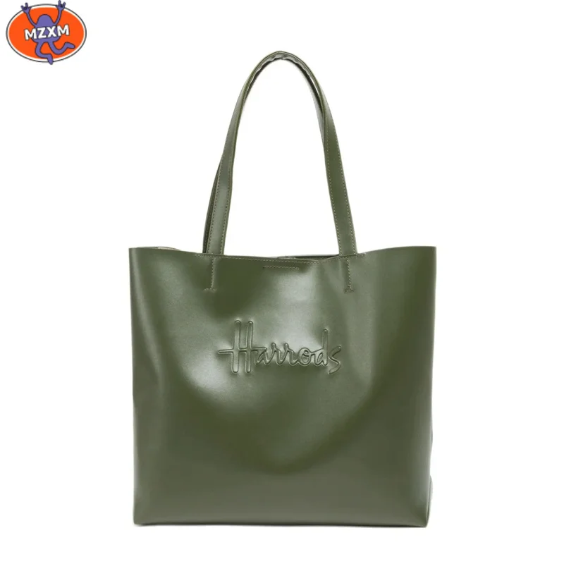 

High Quality PU Leather Tote Handbag Unisex Button Closure Women Shopper Bag Large Capcity Simple Student Bookbag Fashion Purse