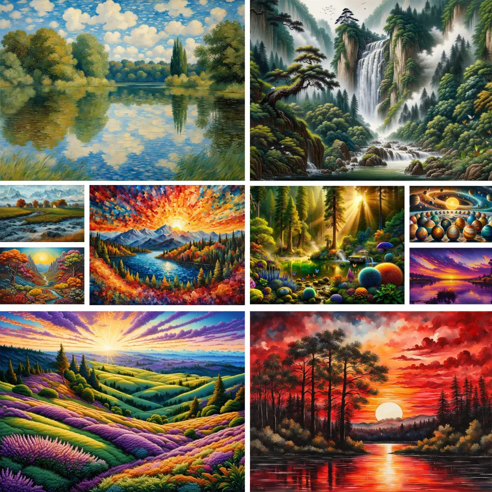 

Пейзаж, фантазия, природа, краска по номерам, искусственные акриловые краски 40*50, картина маслом, настенные картины для детей, искусство на стену, ручная работа