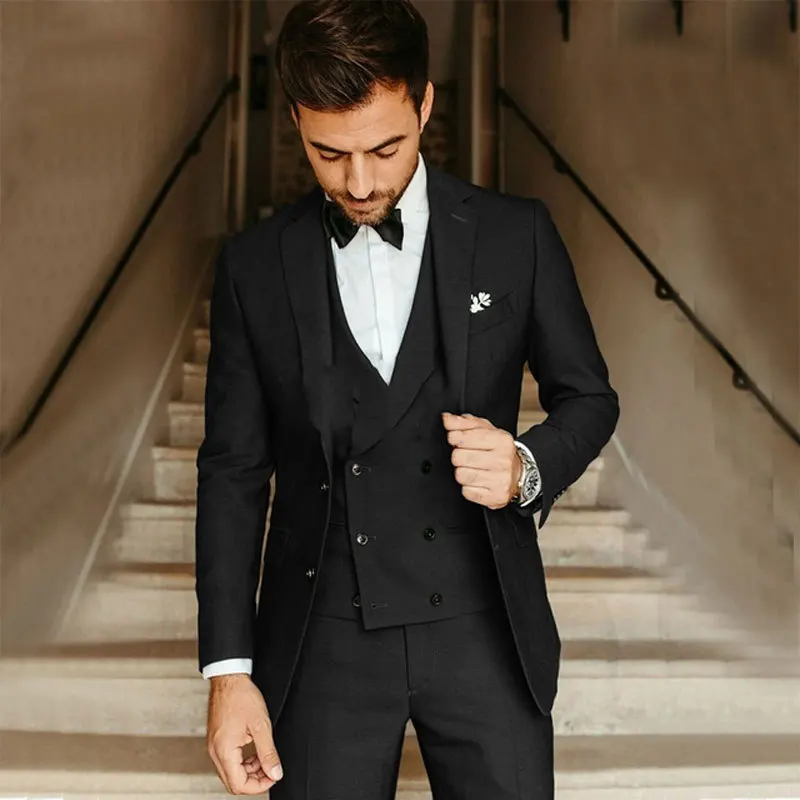 Temperament Men's Suit 2023 Groom Wedding Suits Formal Party Male Jacket Set Business Office Elegant 3 Piece (Blazer+Pants+Vest)