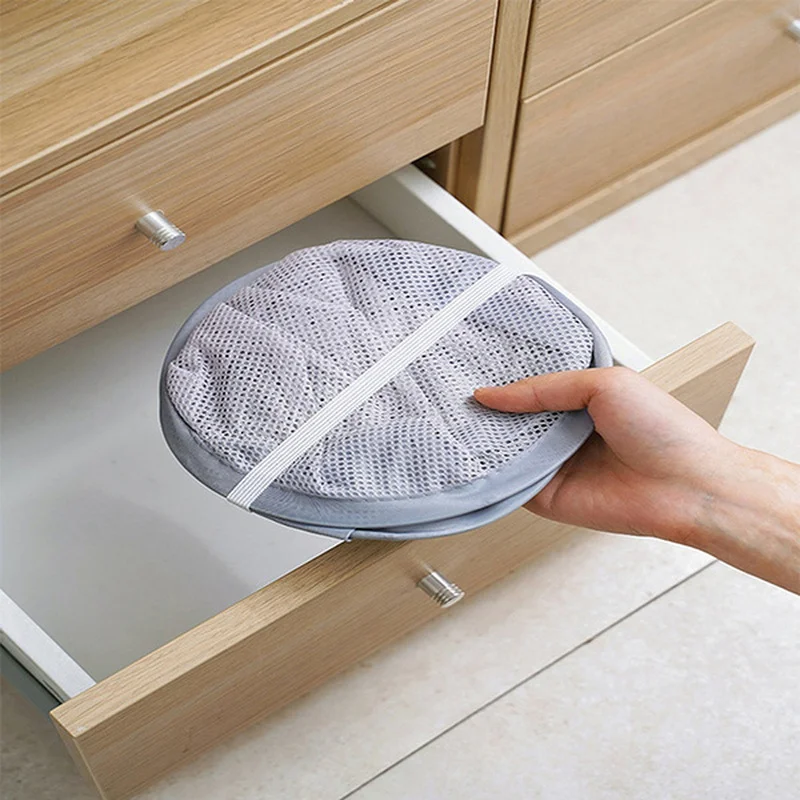 Portable Folding Laundry Basket Storage Bag Dirty Clothes Bathroom Clothes Mesh Storage Bag Home Wall Hanging Basket Bucket