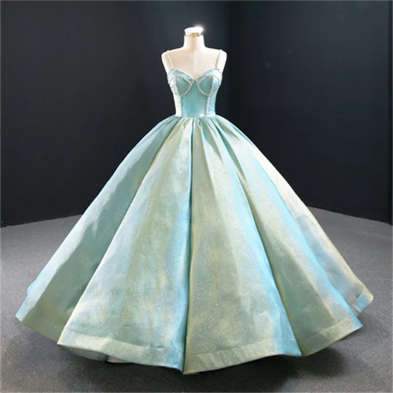 

Puffy Quinceanera Dresses Ball Gown Spaghetti Straps Sequins Beaded Mexican Sweet 16 Dresses 15 Anos