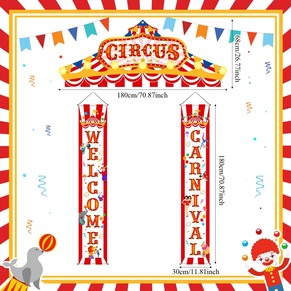 Boao 2 Pcs Carnival Circus Party Supplies Red And White Striped Aisl