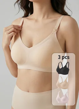 3 PCS Breastfeeding Bra With Multiple Colors Available, Jelly Style, Comfortable, Seamless, No Steel Rims, Front Opening Bra