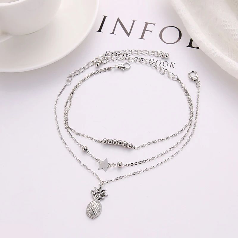 Summer Fashion Crystal Pineapple Anklets Female Barefoot Crochet Sandals Foot Jewelry Bead Ankle Bracelets For Women Leg Chain silver anklet bracelet ankle chains bead bracelet cubic zirconia anklet beads anklet toe foot bracelet fashion accessories ankle slimming bangle