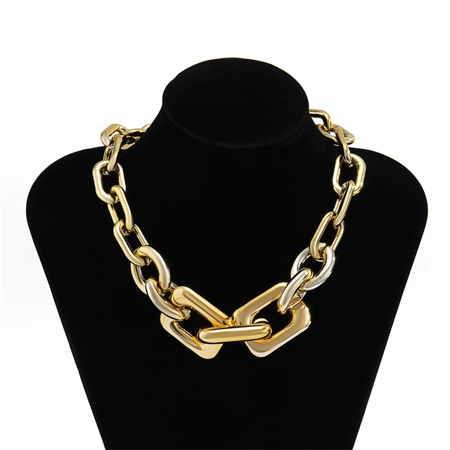 Lacteo Punk Multi Layered Golden Chain Choker Necklace Jewelry for Women Hip Hop Big Thick Chunky Clavicle Chain Charm Necklace LC3171521