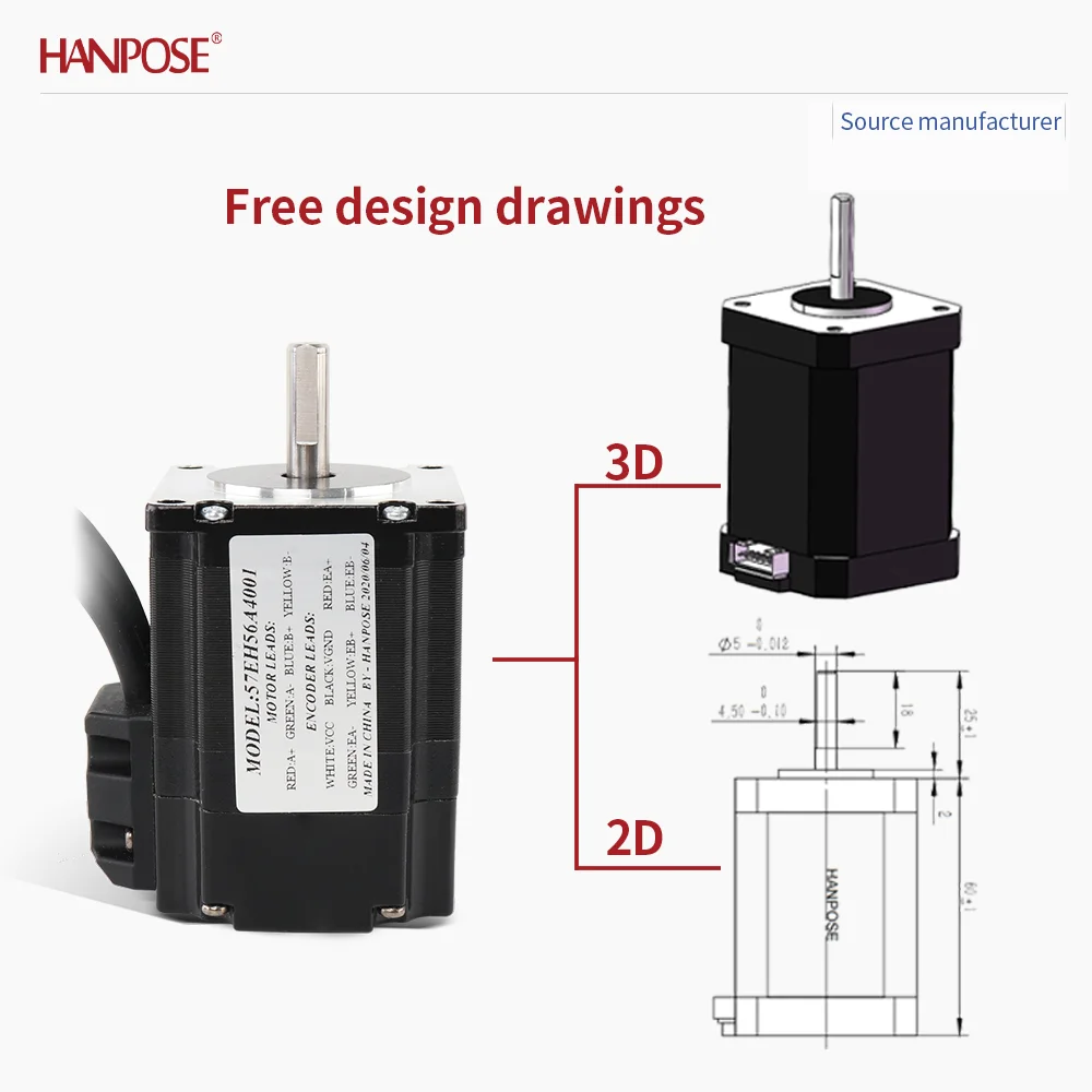 폐쇄 루프 스테퍼 모터 NEMA23 57EH56A4001 4.0A 2.0V 실시간 좌표 판독, 스텝 손실 없음, 안정적인 작동