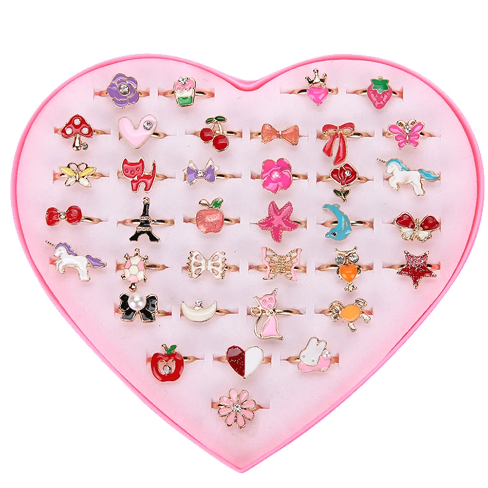 

Cartoon Rings Alloy Colorful Lovely Adjustable Party Jewelry Gifts Party Favors Toys for Children Kids Girls Finger Rings