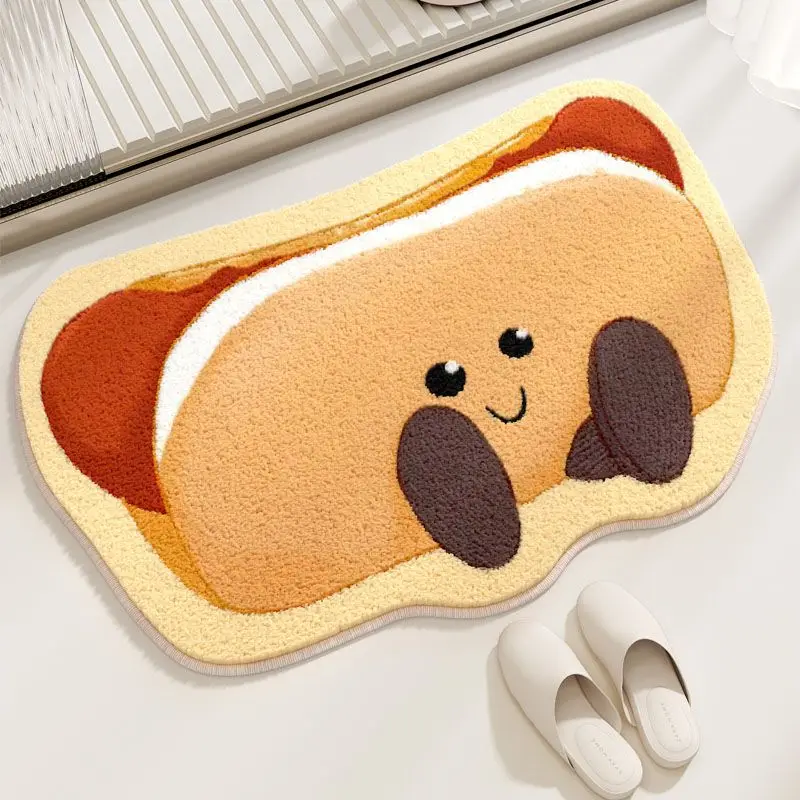 Cute Bread Living Room Sofa Carpet Cartoon Girl Bedroom Bedside Carpets Creative Interesting Children Rug Plush Soft Rugs Tapete 4