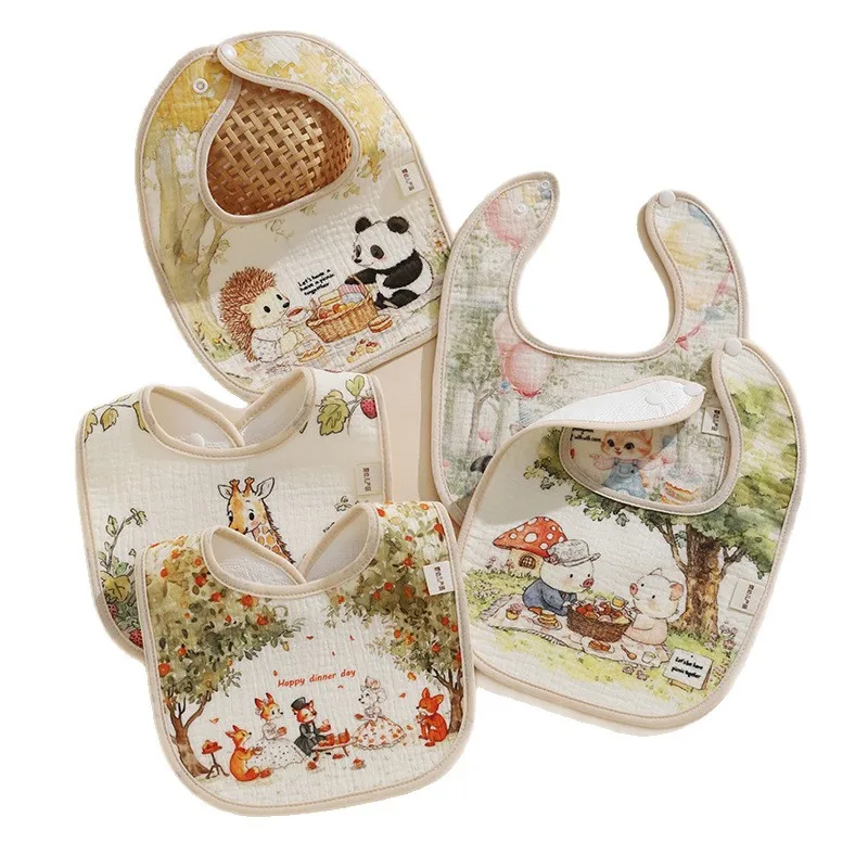 Babadores de algodão impermeáveis para bebé com estampas_voghion.com