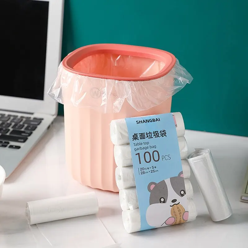 Mini Garbage Bag Household Thickened Small Desktop Garbage 5Roll 100Pcs Trash Bags Disposable Trash Bags Garbage Bags