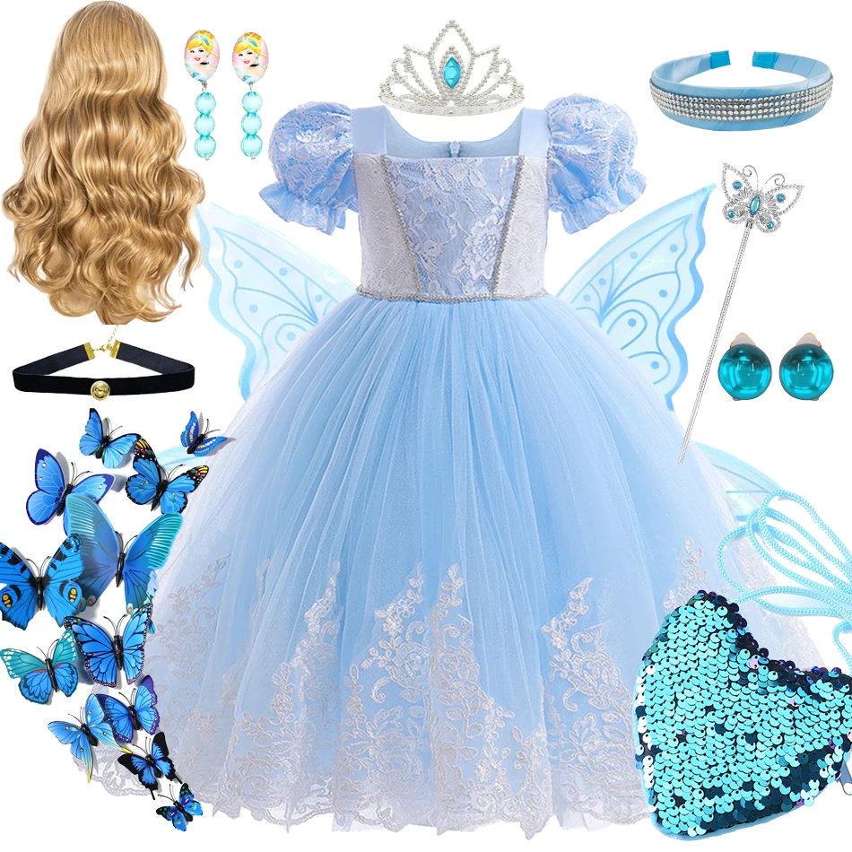 Cenerentola Dress For Halloween Cosplay Party Christmas Luxury Lace Ball Gown Vendita Calda Kids Birthday Party Fancy Clothes 2-10Yrs