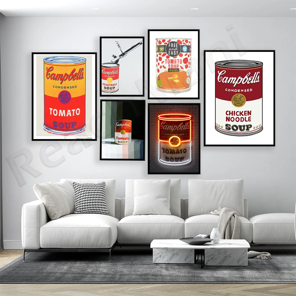 Andy Warhol Painting Print Art, Campbell Soup Cans, Canned Tomato Soup