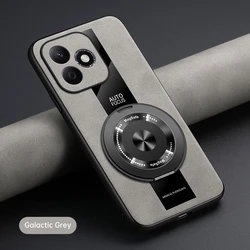 Luxury Leather Shockproof Magnetic Phone Case with Ring Holder - Honor X8d (GRAY)