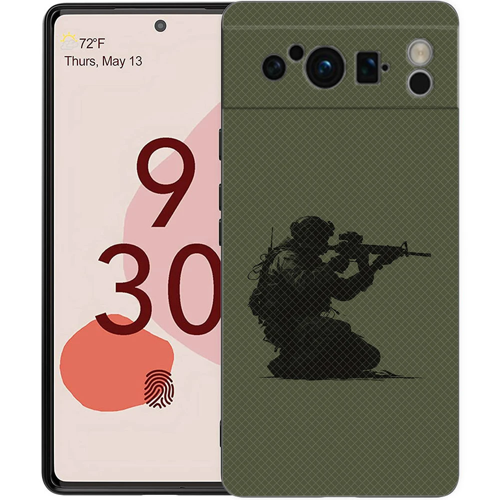 Luxury Black Soft TPU Phone Case with Army Soldier Tactical Insignia Design